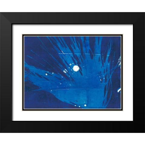 Indigo Burst I Black Modern Wood Framed Art Print with Double Matting by Moore, Regina