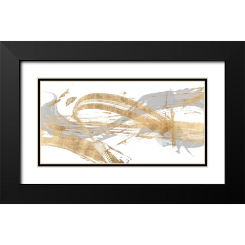 Gold and Grey I Black Modern Wood Framed Art Print with Double Matting by Studio W