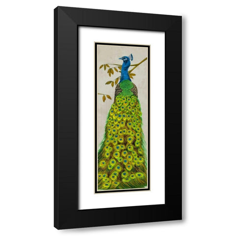 Vintage Peacock II Black Modern Wood Framed Art Print with Double Matting by Wang, Melissa