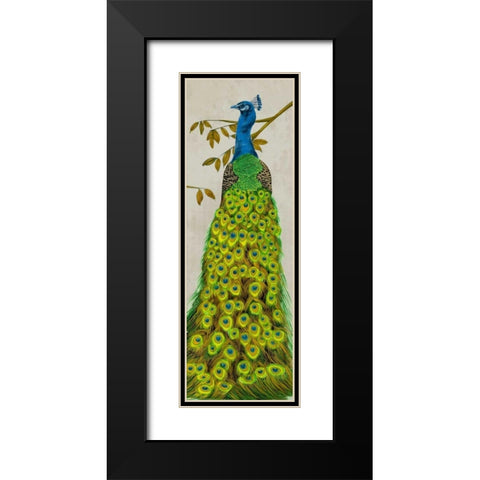 Vintage Peacock II Black Modern Wood Framed Art Print with Double Matting by Wang, Melissa