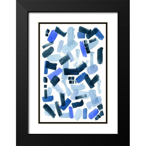 Cerulean Strokes I Black Modern Wood Framed Art Print with Double Matting by Popp, Grace