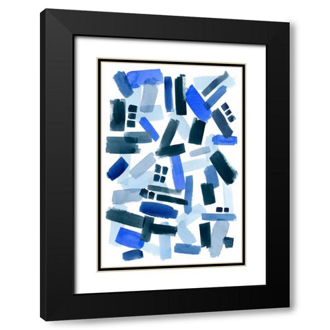 Cerulean Strokes II Black Modern Wood Framed Art Print with Double Matting by Popp, Grace
