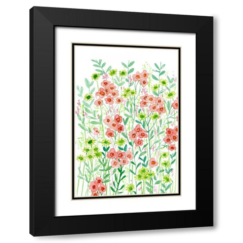 Wall Flowers I Black Modern Wood Framed Art Print with Double Matting by Wang, Melissa