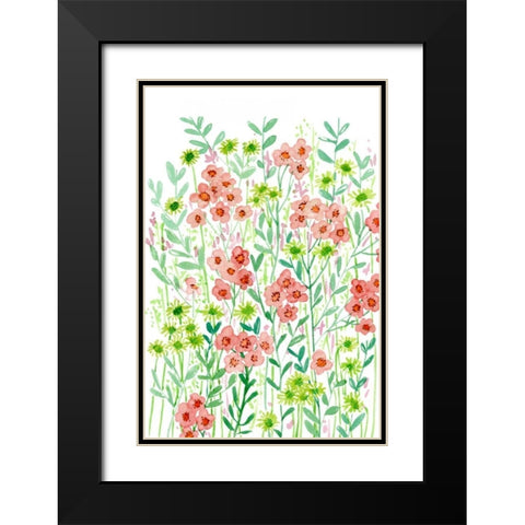 Wall Flowers I Black Modern Wood Framed Art Print with Double Matting by Wang, Melissa