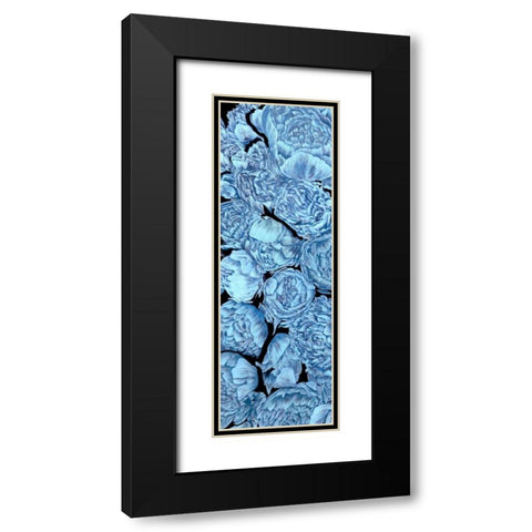 Blue Peonies I Black Modern Wood Framed Art Print with Double Matting by Wang, Melissa