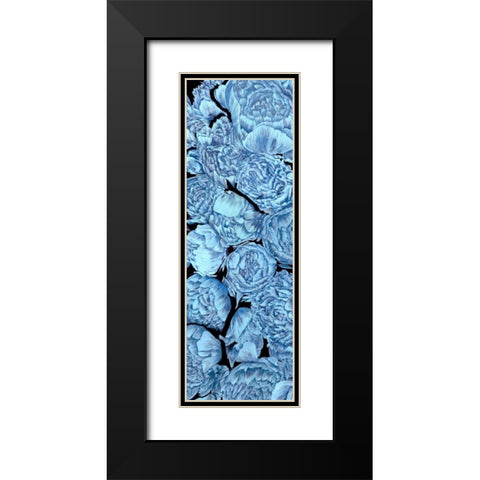 Blue Peonies I Black Modern Wood Framed Art Print with Double Matting by Wang, Melissa