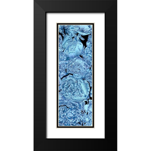 Blue Peonies II Black Modern Wood Framed Art Print with Double Matting by Wang, Melissa