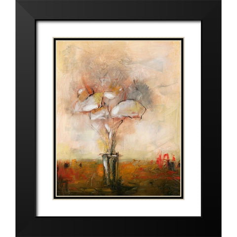 Vivo Floral 7 Black Modern Wood Framed Art Print with Double Matting by Dag, Inc.