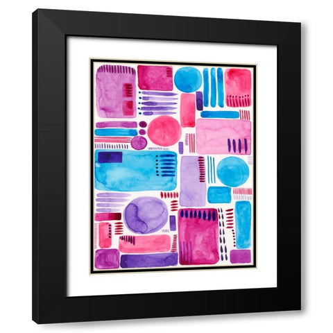 Mod Shapes II Black Modern Wood Framed Art Print with Double Matting by Moore, Regina