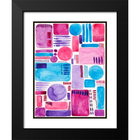 Mod Shapes II Black Modern Wood Framed Art Print with Double Matting by Moore, Regina