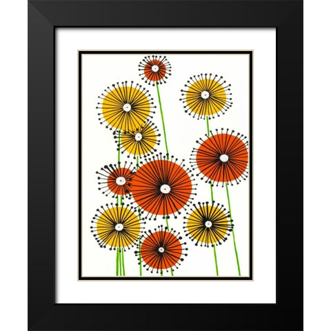 Flower Wheels I Black Modern Wood Framed Art Print with Double Matting by Moore, Regina