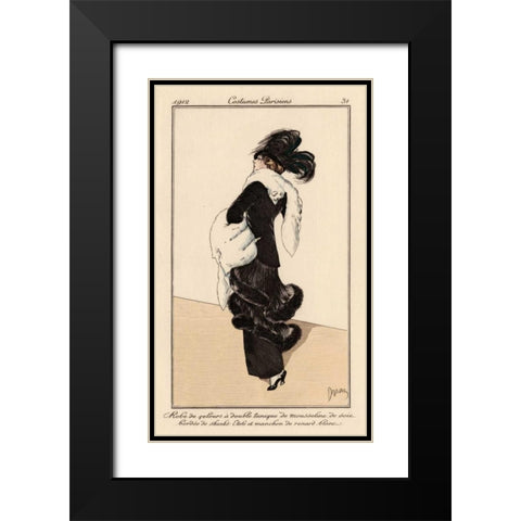 Vintage French Fashion I Black Modern Wood Framed Art Print with Double Matting by Unknown