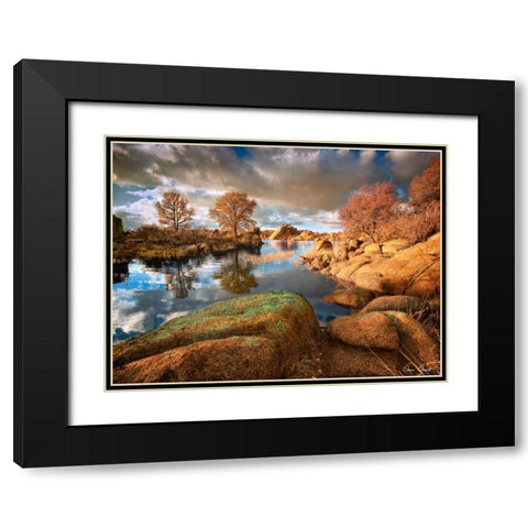 Rocky Lake I Black Modern Wood Framed Art Print with Double Matting by Drost, David