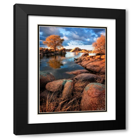 Rocky Lake II Black Modern Wood Framed Art Print with Double Matting by Drost, David