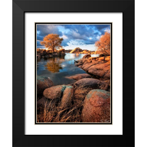 Rocky Lake II Black Modern Wood Framed Art Print with Double Matting by Drost, David