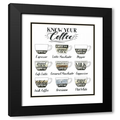 Coffee Chart Black Modern Wood Framed Art Print with Double Matting by Popp, Grace