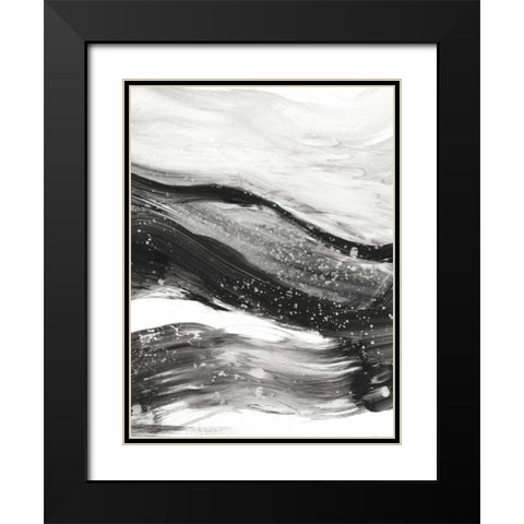 Black Waves I Black Modern Wood Framed Art Print with Double Matting by Harper, Ethan