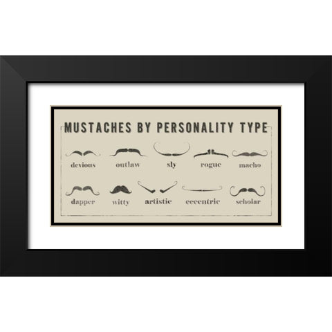 Mustaches Personalities Black Modern Wood Framed Art Print with Double Matting by Johnson, Jason