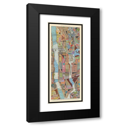 Modern Map of New York III Black Modern Wood Framed Art Print with Double Matting by Galapon, Nikki