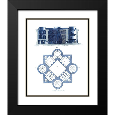 Custom Architectural Blueprint II Black Modern Wood Framed Art Print with Double Matting by George, Andrew Cook