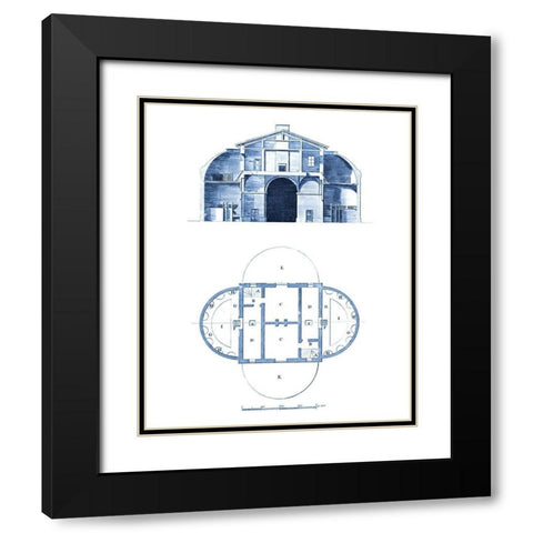 Custom Architectural Blueprint V Black Modern Wood Framed Art Print with Double Matting by George, Andrew Cook