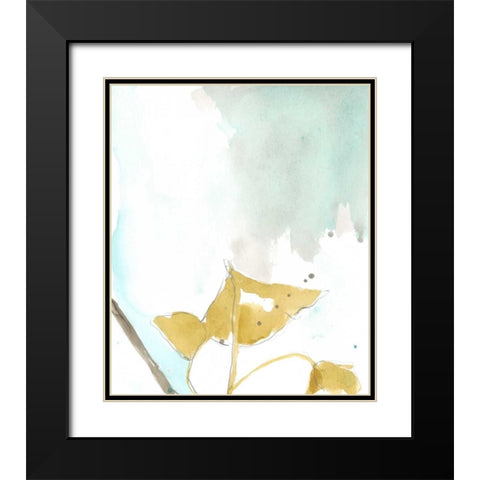 Ginkgo on Dusty Teal III Black Modern Wood Framed Art Print with Double Matting by Goldberger, Jennifer