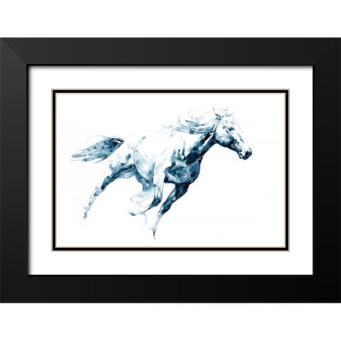 Sapphire Gallop I Black Modern Wood Framed Art Print with Double Matting by Chapman, Julie T.