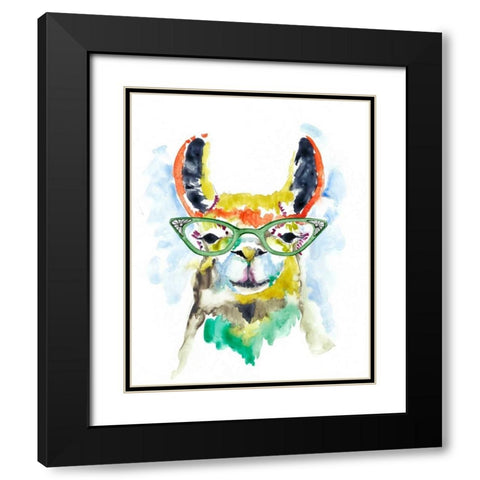 Smarty-Pants Llama Black Modern Wood Framed Art Print with Double Matting by Goldberger, Jennifer