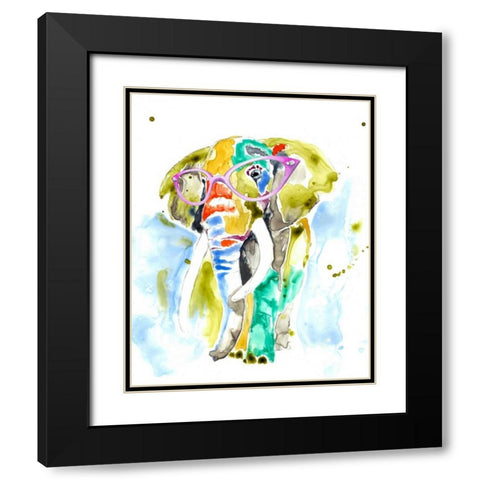 Smarty-Pants Elephant Black Modern Wood Framed Art Print with Double Matting by Goldberger, Jennifer