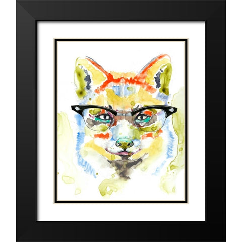 Smarty-Pants Fox Black Modern Wood Framed Art Print with Double Matting by Goldberger, Jennifer