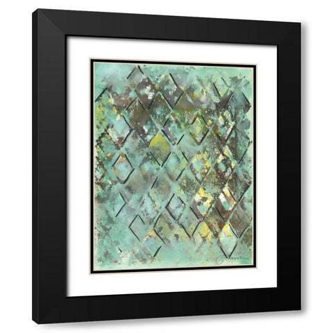 Lattice in Green I Black Modern Wood Framed Art Print with Double Matting by Combs, Joyce