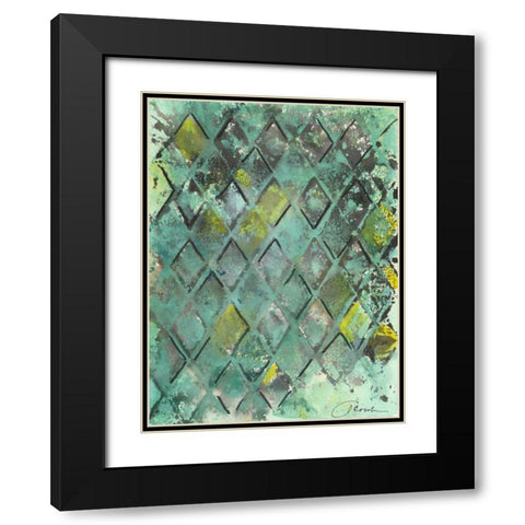 Lattice in Green II Black Modern Wood Framed Art Print with Double Matting by Combs, Joyce
