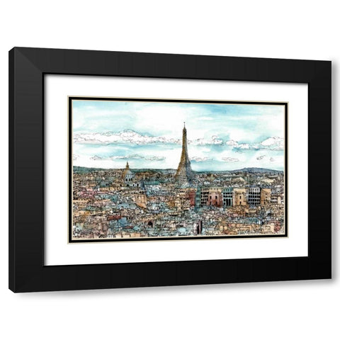 European Afternoon II Black Modern Wood Framed Art Print with Double Matting by Wang, Melissa