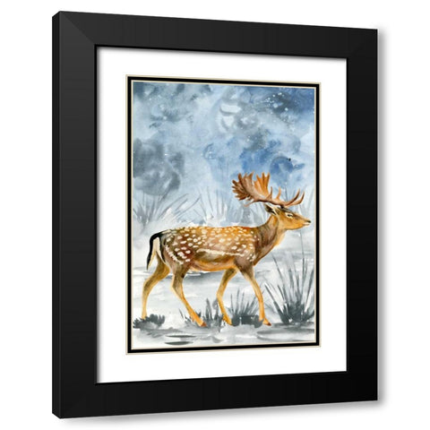 Snowy Night I Black Modern Wood Framed Art Print with Double Matting by Wang, Melissa