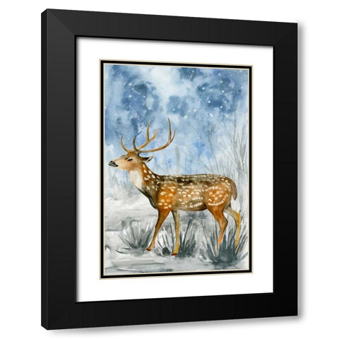 Snowy Night II Black Modern Wood Framed Art Print with Double Matting by Wang, Melissa