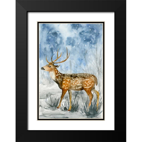 Snowy Night II Black Modern Wood Framed Art Print with Double Matting by Wang, Melissa