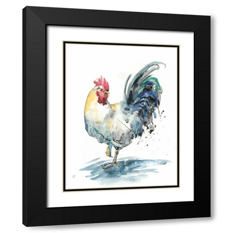 Rooster Splash I Black Modern Wood Framed Art Print with Double Matting by Wang, Melissa