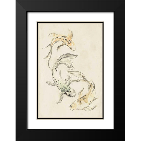 Koi Dance I Black Modern Wood Framed Art Print with Double Matting by Vess, June Erica