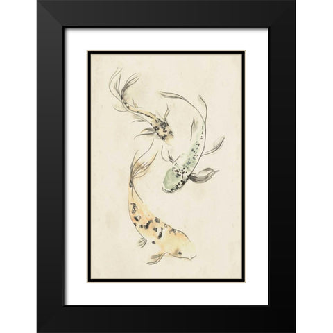 Koi Dance II Black Modern Wood Framed Art Print with Double Matting by Vess, June Erica