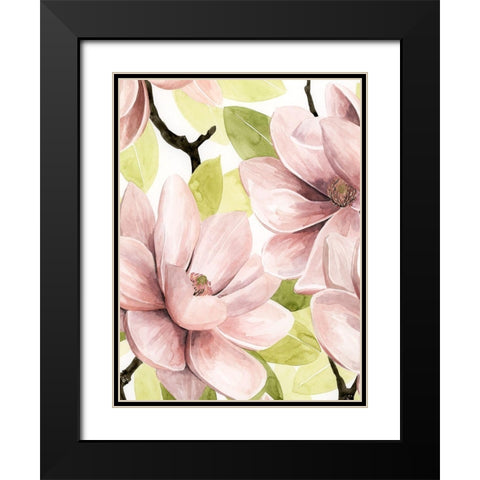 Blush Magnolia I Black Modern Wood Framed Art Print with Double Matting by Popp, Grace