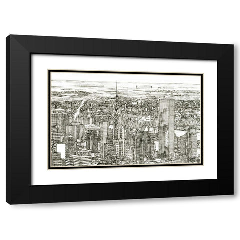 Skyline Sketch I Black Modern Wood Framed Art Print with Double Matting by Wang, Melissa