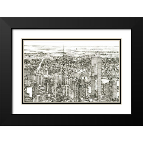 Skyline Sketch I Black Modern Wood Framed Art Print with Double Matting by Wang, Melissa