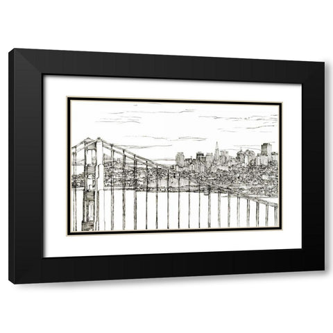 Skyline Sketch II Black Modern Wood Framed Art Print with Double Matting by Wang, Melissa