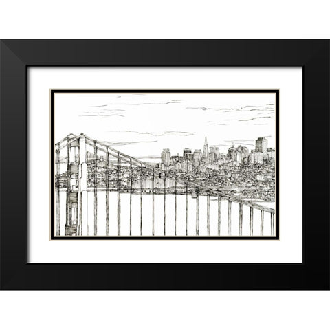 Skyline Sketch II Black Modern Wood Framed Art Print with Double Matting by Wang, Melissa