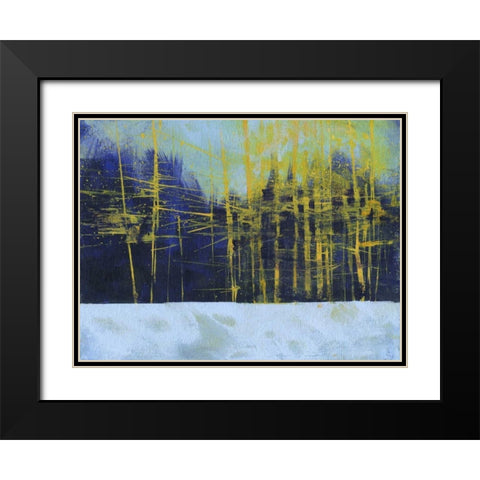 Golden Winter Pines Black Modern Wood Framed Art Print with Double Matting by Bailey, Paul