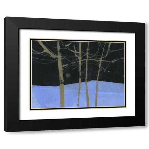 Four Trees and the Moon II Black Modern Wood Framed Art Print with Double Matting by Bailey, Paul