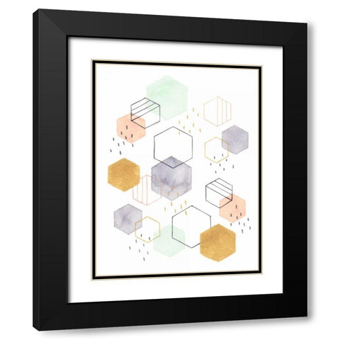 Hex Scatter I Black Modern Wood Framed Art Print with Double Matting by McClure, Gabrielle