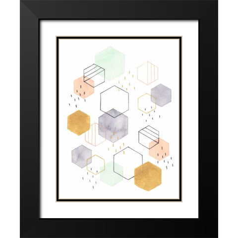 Hex Scatter I Black Modern Wood Framed Art Print with Double Matting by McClure, Gabrielle
