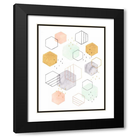 Hex Scatter II Black Modern Wood Framed Art Print with Double Matting by McClure, Gabrielle