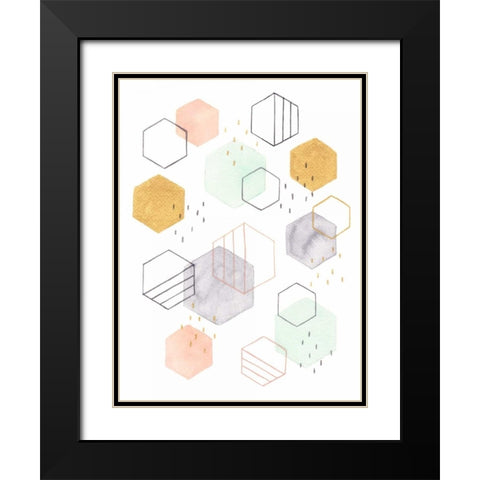 Hex Scatter II Black Modern Wood Framed Art Print with Double Matting by McClure, Gabrielle